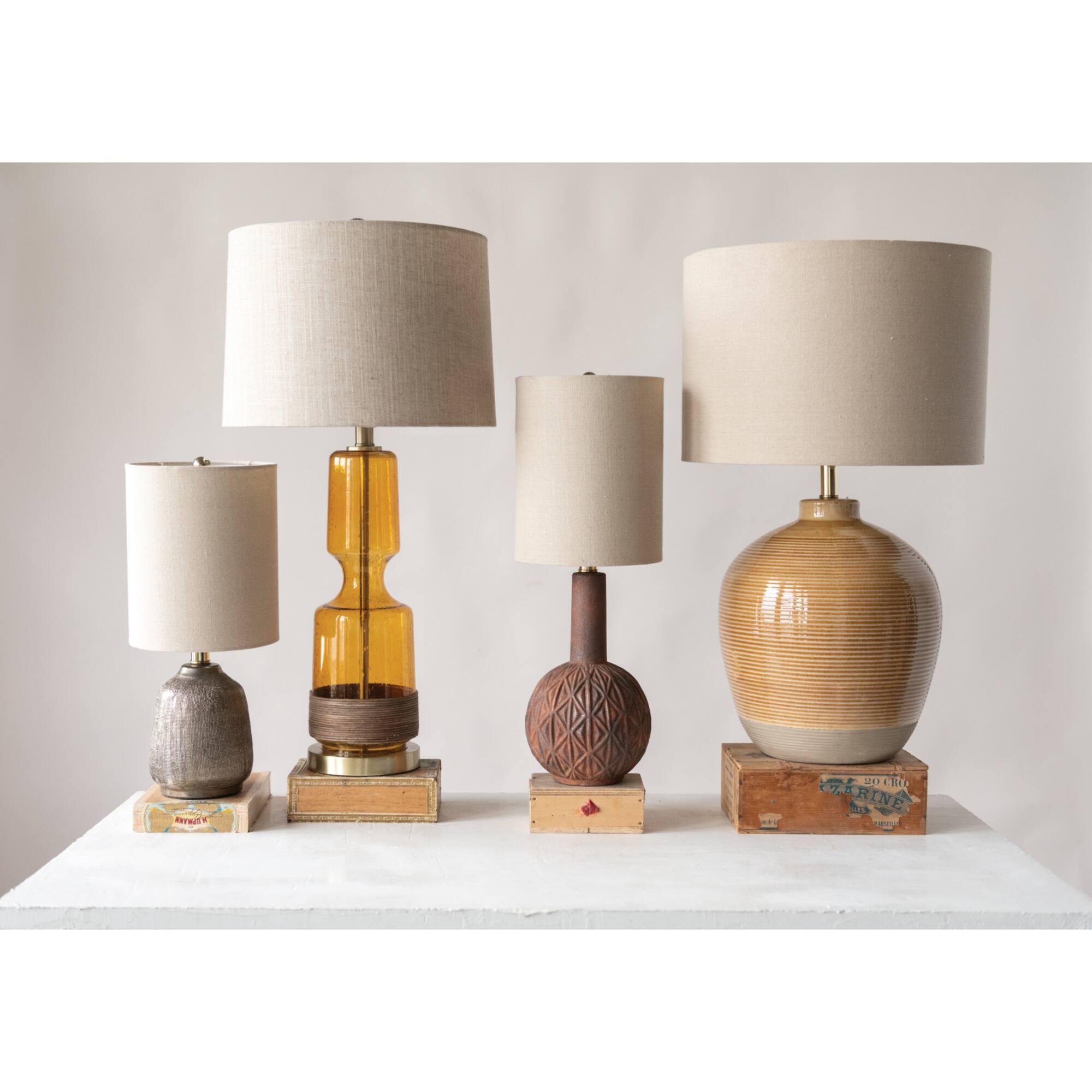 Hello Honey® 18" Metallic Glazed Terracotta Table Lamp with Linen Shade